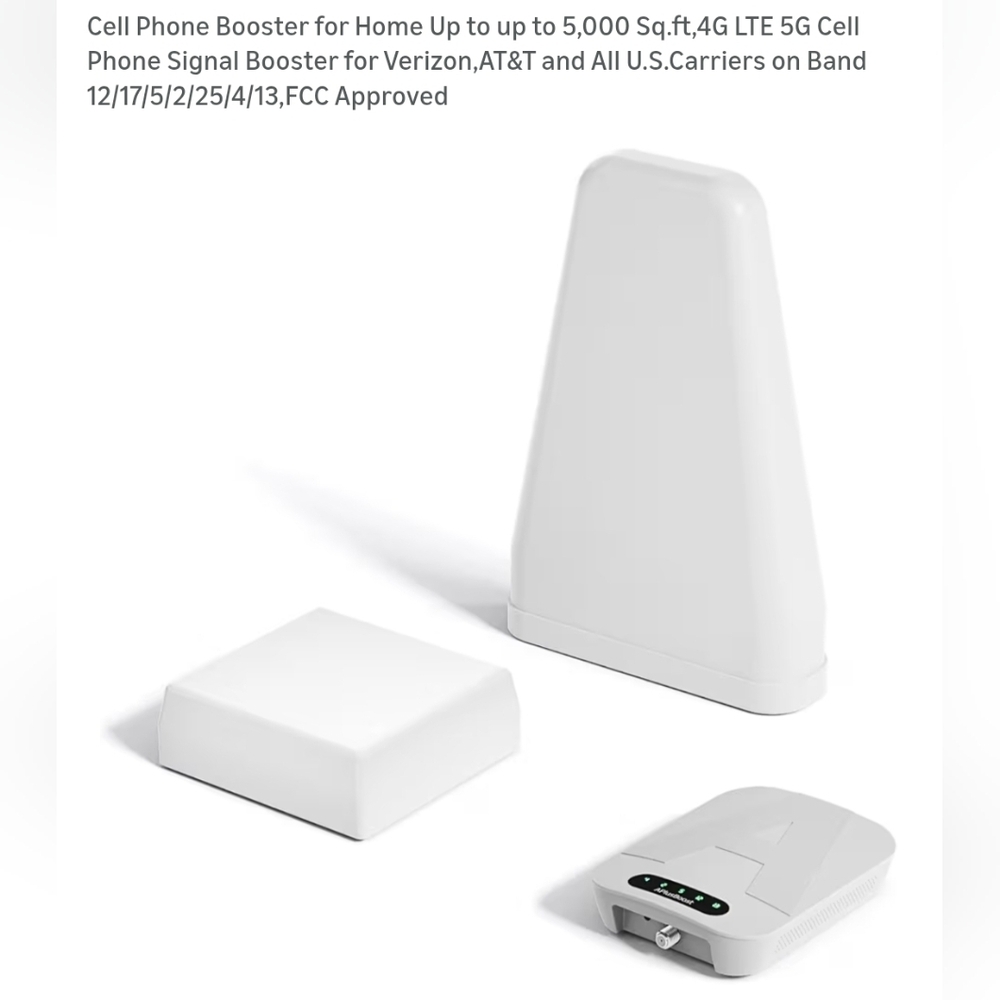 NIB Cell Phone Booster for Up to 5,000 Sq.ft, 4G, 5G All Carriers FCC Approved